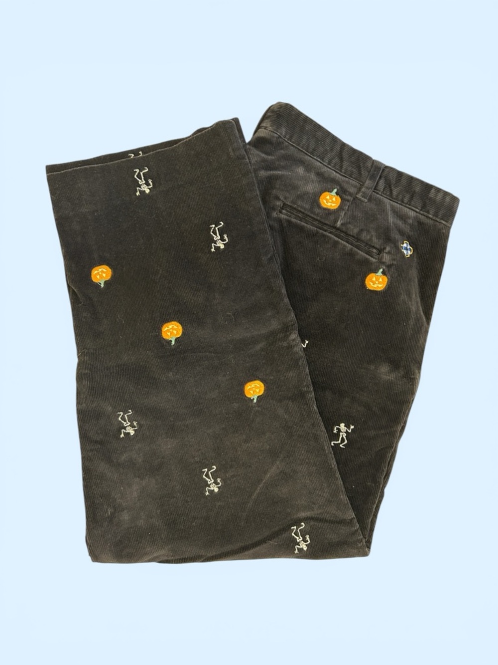 Castaway Men’s 42x27 Black 'Beachcomber' Pants Halloween Pumpkin Skeleton